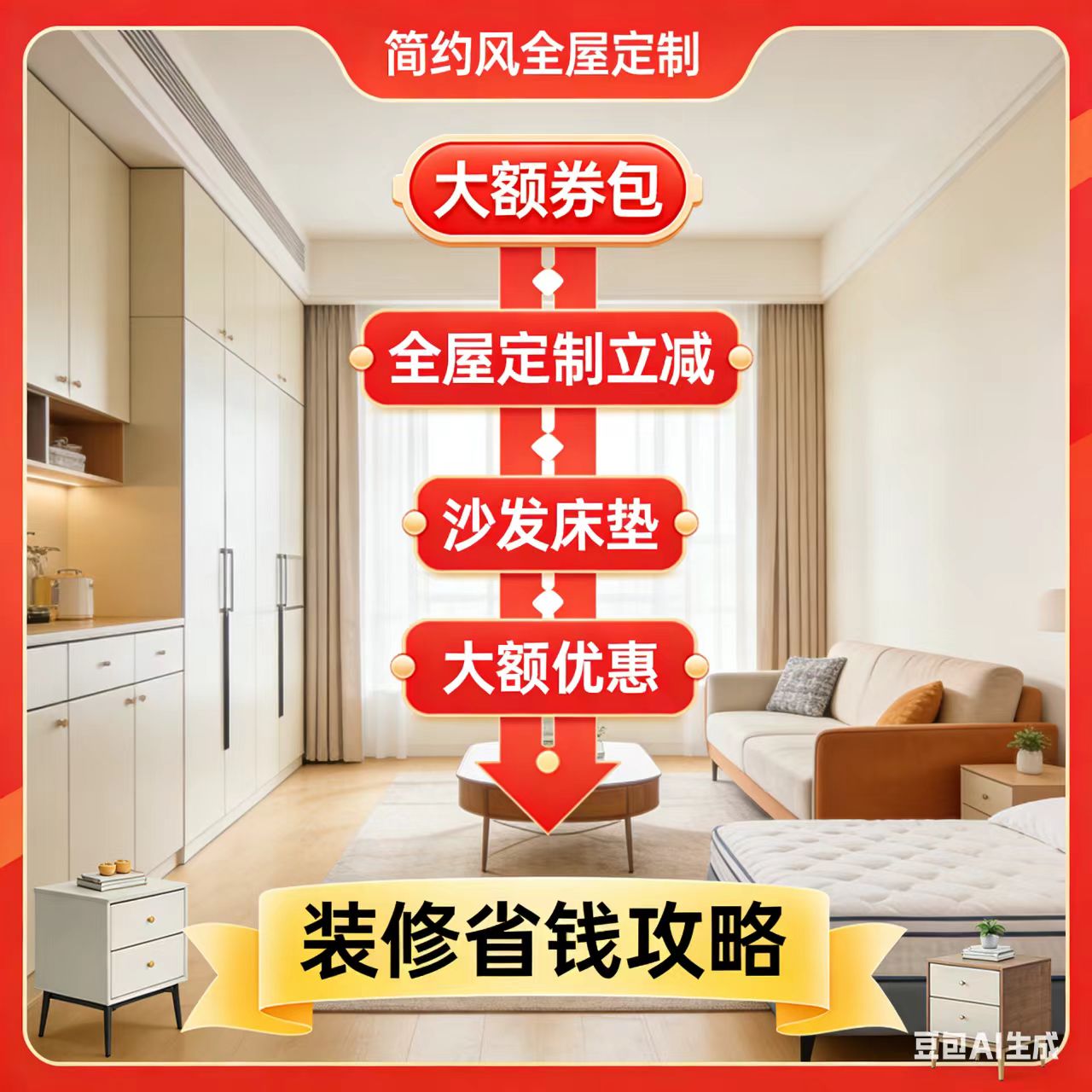 家具定制大额券包全屋定制沙发床垫大额立减别错过
